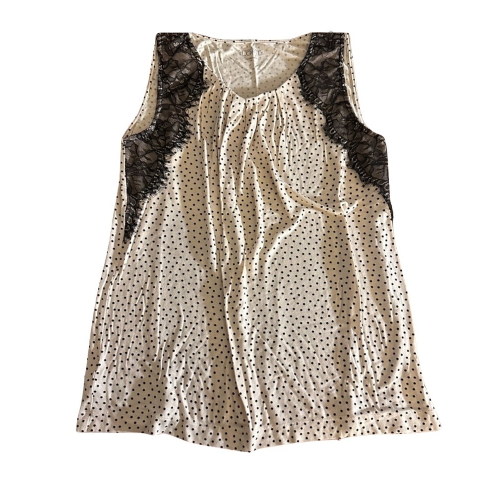 Ann Taylor Loft Polka Dot Lace Trim Sleeveless Blouse - Size Medium